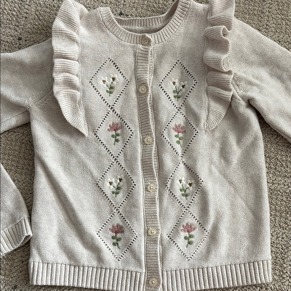 Gymboree Cream Sweater with Floral Design 8